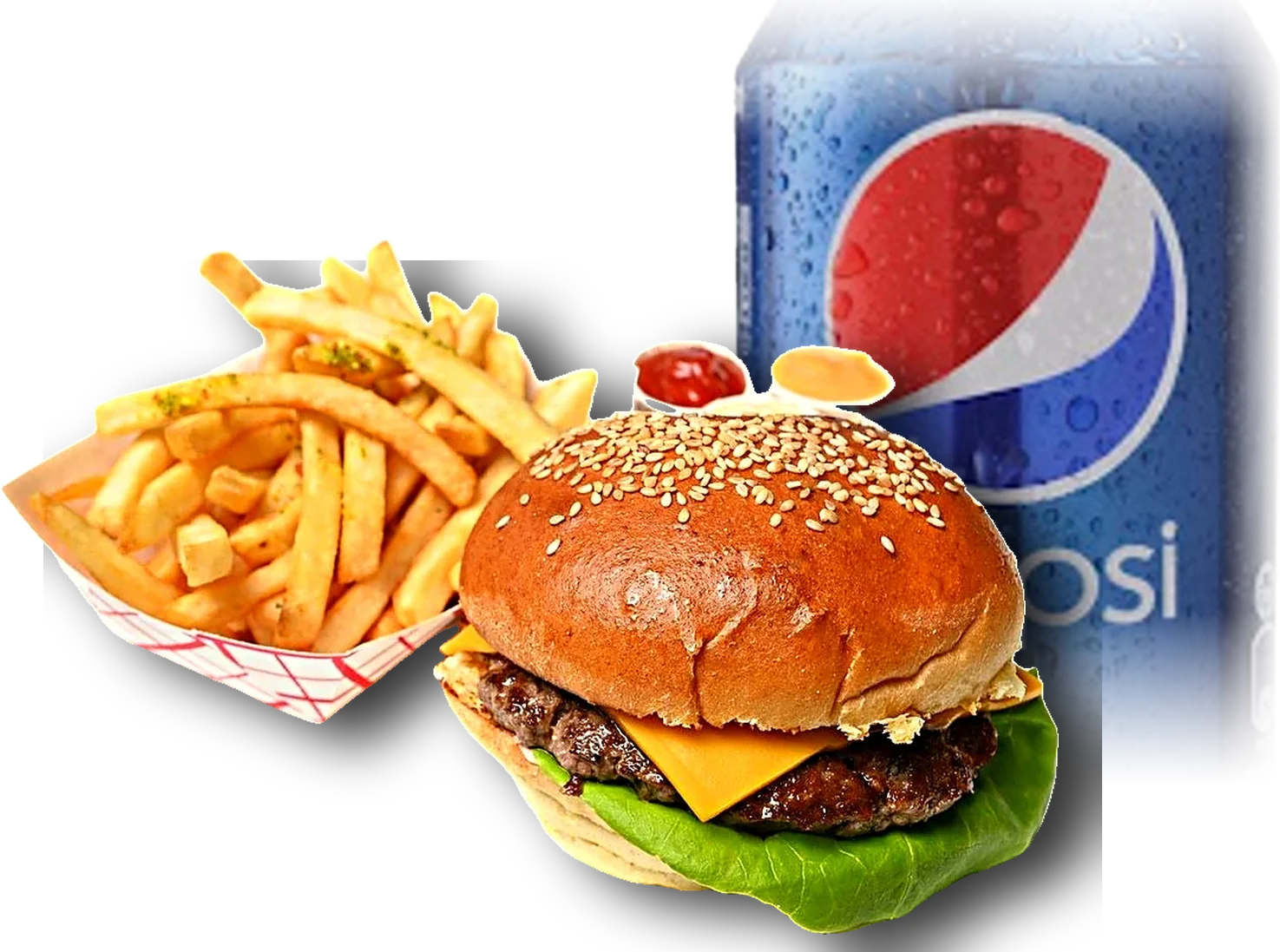 Trio Bacetto : burger Bacetto, frites et Pepsi